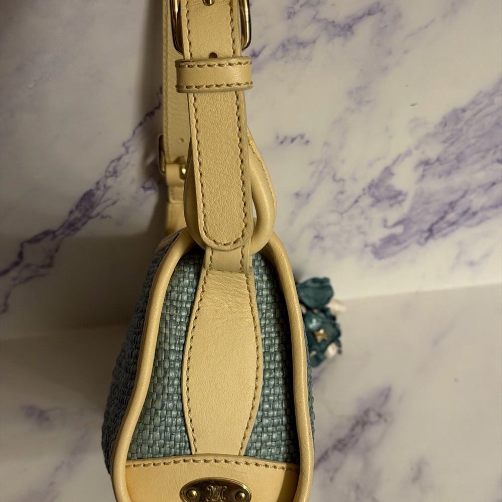 Authentic Celine Blue Raffia and Tan Bag - Picture 5 of 9